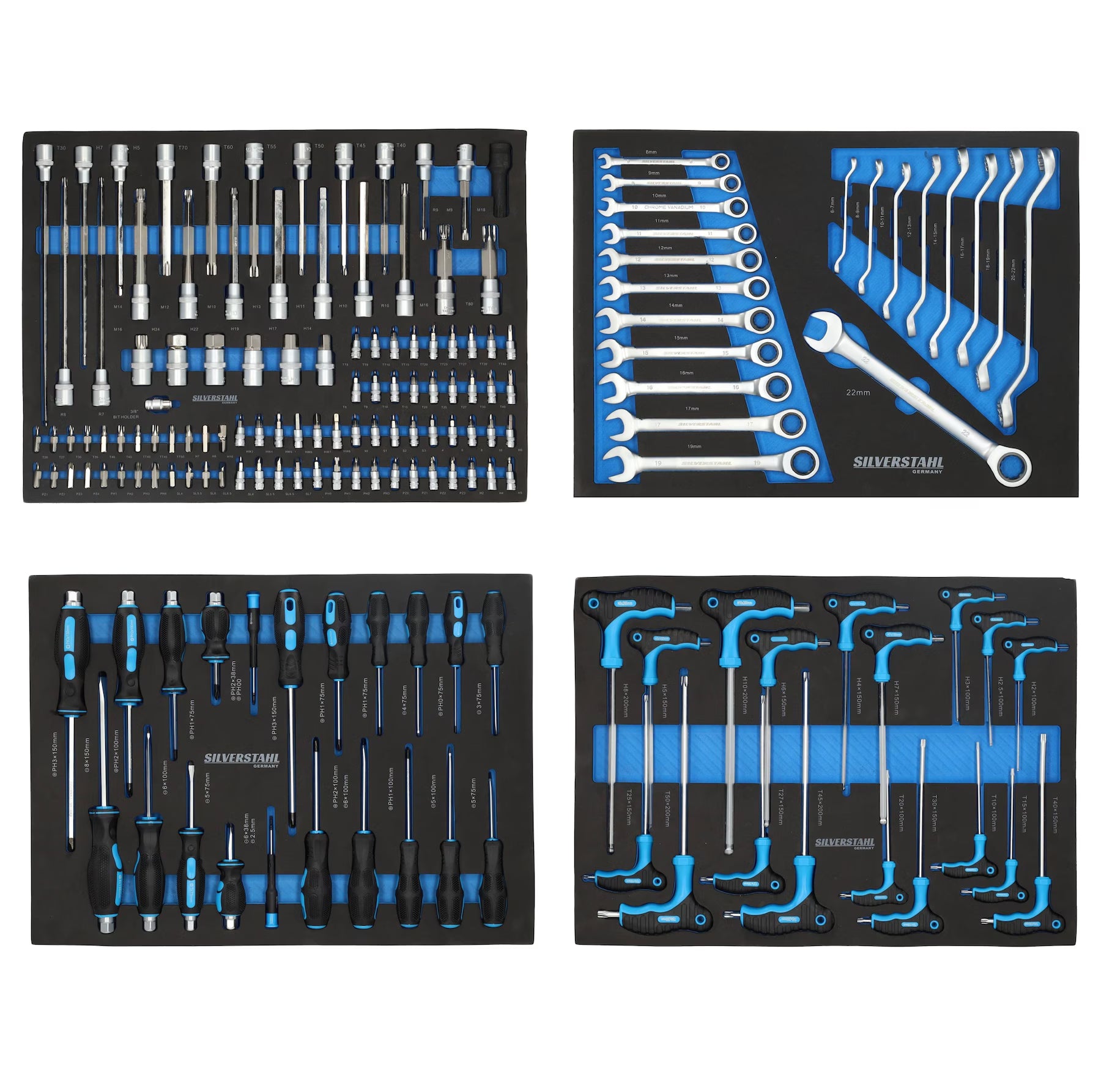 Silverstahl 266-piece Sturdy Tool Trolley with 7 Drawers with Tools – Lockable – Workshop Trolley